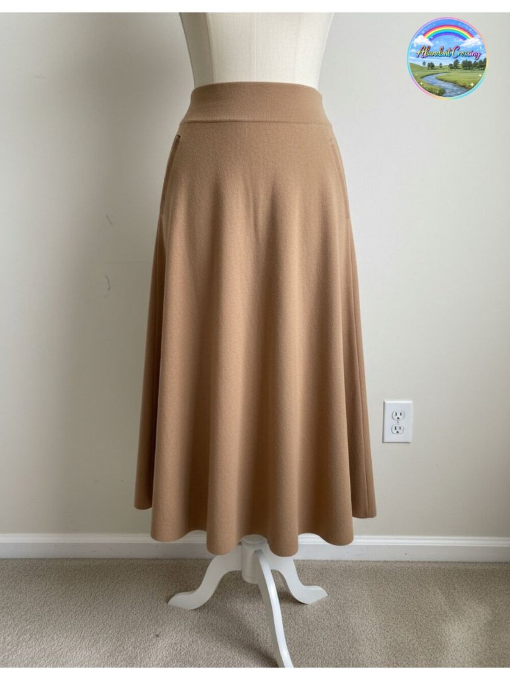 Plaid High Waist A-Line Pleated Midi Skirt Wool Blend